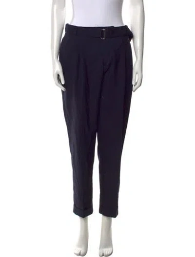 Pre-owned Officine Generale Wool Straight Leg Pants In Black