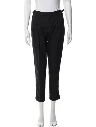 Pre-owned Officine Generale Wool Straight Leg Pants In Black