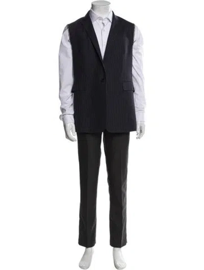 Pre-owned Officine Generale Wool Striped Vest In Blue