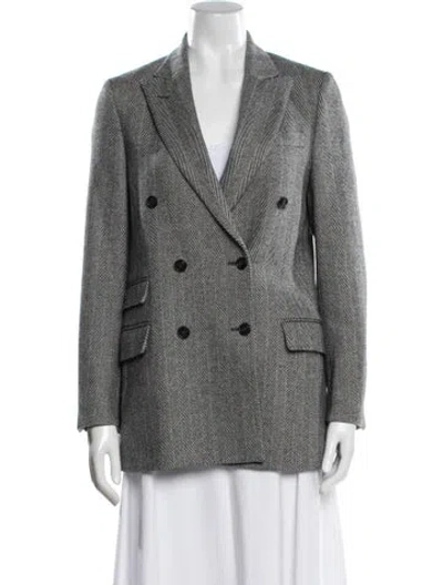 Pre-owned Officine Generale Wool Tweed Pattern Blazer In Gray