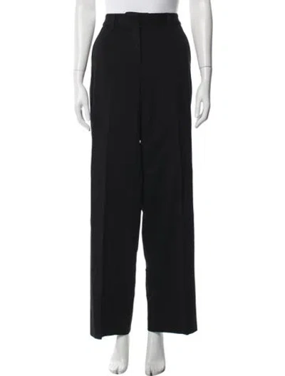 Pre-owned Officine Generale Wool Wide Leg Pants In Black