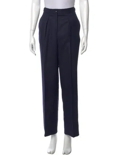 Pre-owned Officine Generale Wool Wide Leg Pants In Blue