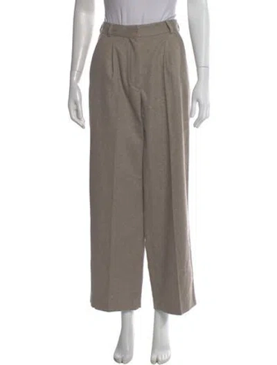 Pre-owned Officine Generale Wool Wide Leg Pants In Brown
