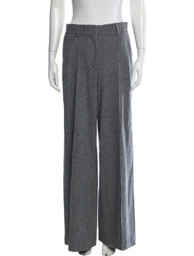Pre-owned Officine Generale Wool Wide Leg Pants In Grey