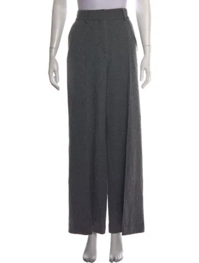 Pre-owned Officine Generale Wool Wide Leg Pants In Grey