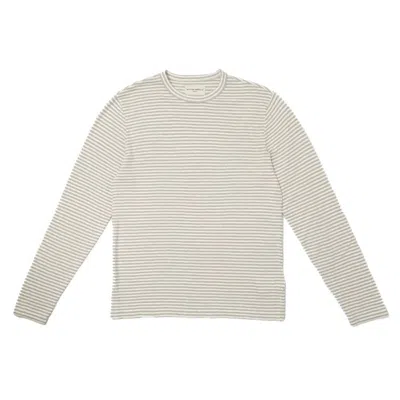 Officine Generale Yarn-dyed Long-sleeve Crewneck Tee With Self-fabric Collar