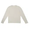 Officine Generale Yarn-dyed Long-sleeve Crewneck Tee With Self-fabric Collar In Neutral