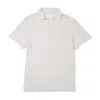 Officine Generale Yarn-dyed Short-sleeve Polo With Johnny Collar
