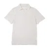 Officine Generale Yarn-dyed Short-sleeve Polo With Johnny Collar In White