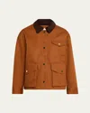 Officine Generale Yolande Technical Cotton Barn Jacket In Brown