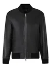 Officine Generale Christo Leather Bomber Jacket In Black