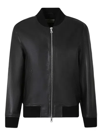 Officine Generale Zip-front Bomber Jacket In Black