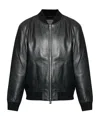 Officine Generale Zippered Leather Jacket In Black