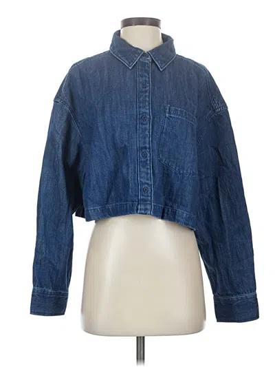 Pre-owned Offline By Aerie Long Sleeve Button Down Shirt In Blue
