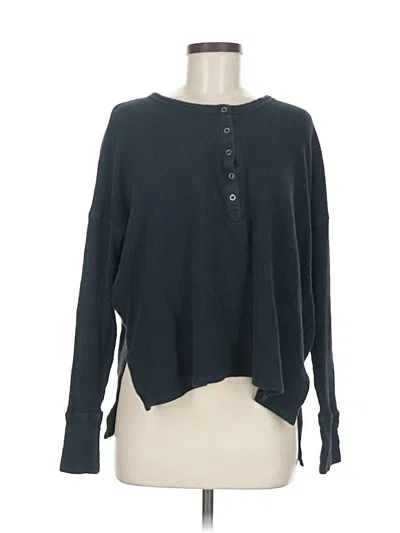 Pre-owned Offline By Aerie Long Sleeve Henley Shirt In Black