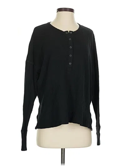 Pre-owned Offline By Aerie Long Sleeve Henley Shirt In Black