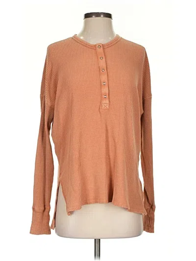 Pre-owned Offline By Aerie Long Sleeve Henley Shirt In Brown
