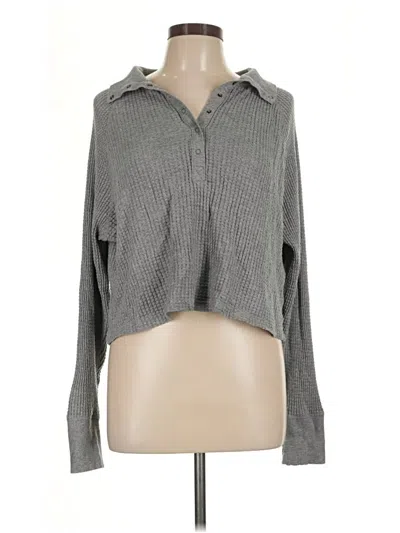 Pre-owned Offline By Aerie Long Sleeve Polo Shirt In Gray