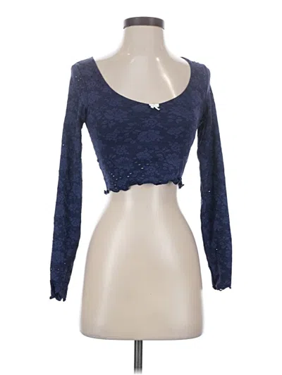 Pre-owned Offline By Aerie Long Sleeve Top Blue Sweetheart Neckline Tops