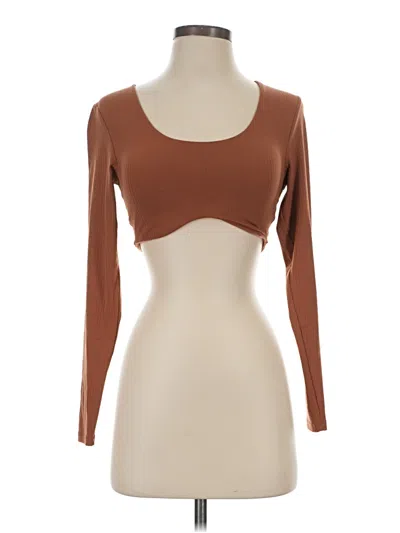 Pre-owned Offline By Aerie Long Sleeve Top Brown Sweetheart Neckline Tops