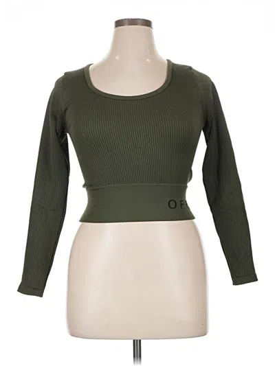 Pre-owned Offline By Aerie Long Sleeve Top Green Boatneck Tops