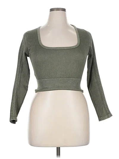 Pre-owned Offline By Aerie Long Sleeve Top Green Square Neckline Tops