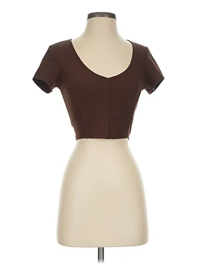 Pre-owned Offline By Aerie Short Sleeve Top Brown Sweetheart Neckline Tops