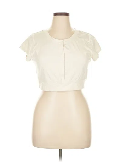 Pre-owned Offline By Aerie Short Sleeve Top Ivory Keyhole Neckline Tops In White