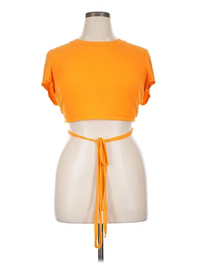 Pre-owned Offline By Aerie Short Sleeve Top Orange Halter Neckline Tops