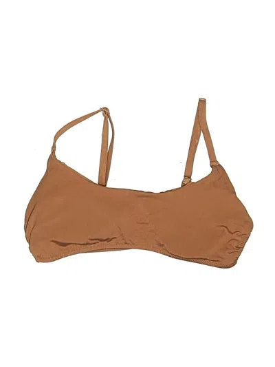 Pre-owned Offline By Aerie Swimsuit Top Tan Solid Pattern Swimwear