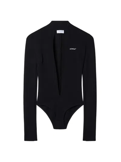 Off-white 00 Angel Long-sleeve Bodysuit In Black