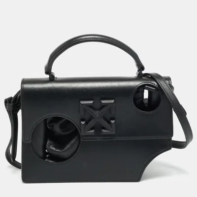 Pre-owned Off-white 1.4 Jitney Black Leather Top Handle Bag