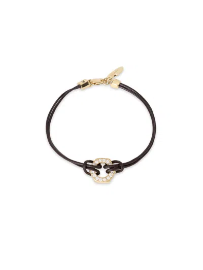 Off-white 18k Yellow Gold Vermeil Lab-grown Diamond Leather Cord Bracelet