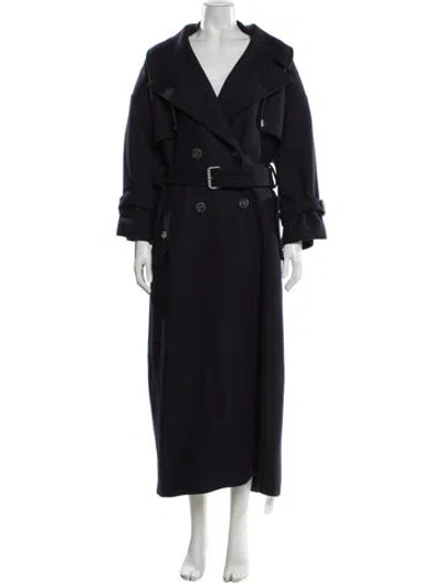 Pre-owned Off-white 2016 Virgin Wool Trench Coat In Blue