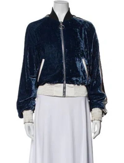 Pre-owned Off-white 2017 Bomber Bomber Jacket In Blue