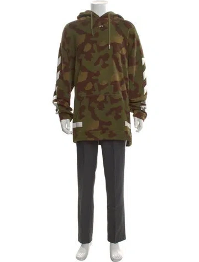 Pre-owned Off-white 2017 Camouflage Print Hoodie In Green