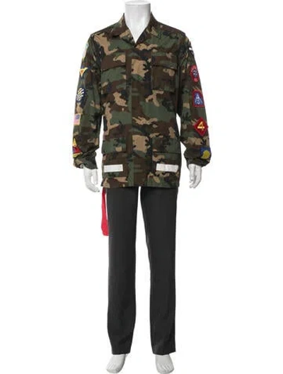 Pre-owned Off-white 2017 Camouflage Print Utility Jacket In Green
