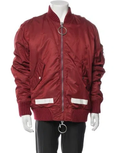 Pre-owned Off-white 2017 Graphic Print Bomber Jacket In Red