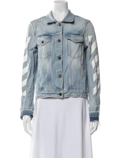 Pre-owned Off-white 2017 Graphic Print Denim Jacket In Blue
