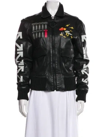 Pre-owned Off-white 2017 Leather Jacket In Green