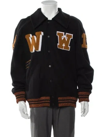 Pre-owned Off-white 2017 Mirror Mirror Varsity Jacket In Black