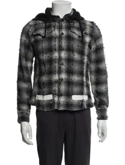 Pre-owned Off-white 2017 Plaid Print Cardigan In Gray