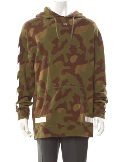 Pre-owned Off-white 2017 Printed Hoodie In Green