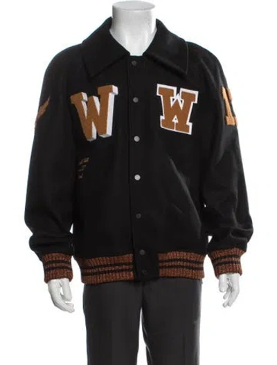 Pre-owned Off-white 2017 Virgin Wool Bomber Jacket In Black