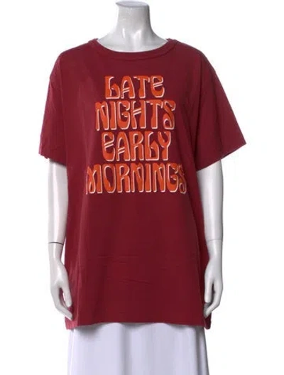 Pre-owned Off-white 2017 X Art Dad 'late Nights Early Mornings' T-shirt In Red