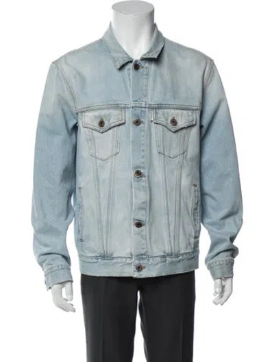 Pre-owned Off-white 2017 Xfont C/o Charaf Tajer Denim Jacket In Blue