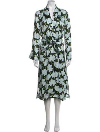 Pre-owned Off-white 2018 Floral Print Robe W/ Tags In Blue