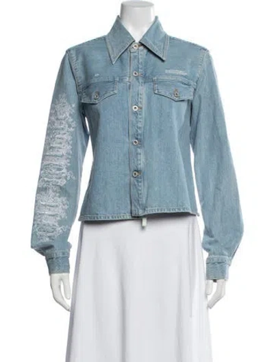 Pre-owned Off-white 2018 Graphic Print Denim Jacket In Blue