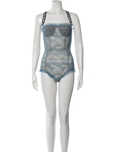 Pre-owned Off-white 2018 Lace Pattern Bodysuit In Blue
