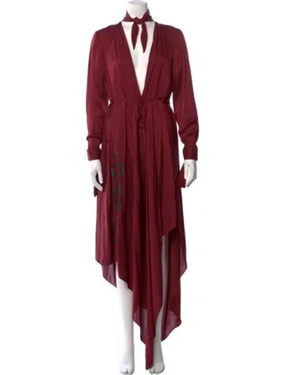 Pre-owned Off-white 2018 Long Dress In Burgundy